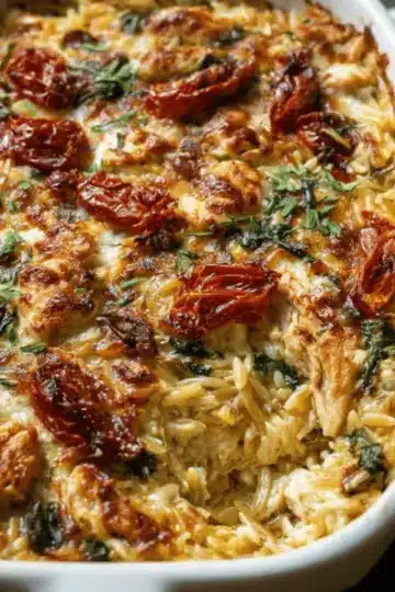 Tuscan Chicken Orzo Bake