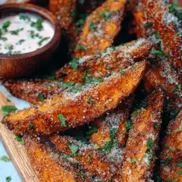 Garlic Parmesan Sweet Potato Wedges