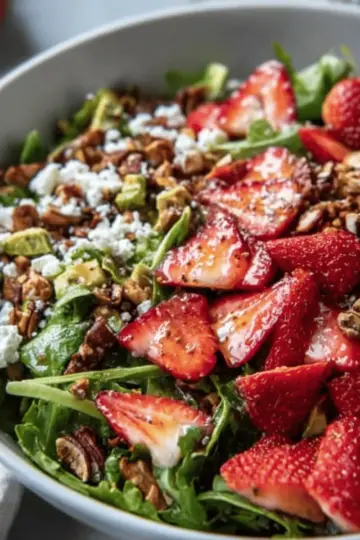 Strawberry Crunch Salad with Champagne Vinaigrette.