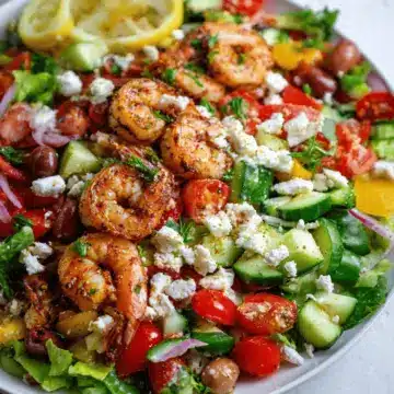 Mediterranean Chopped Salad with Lemon Garlic Shrimp