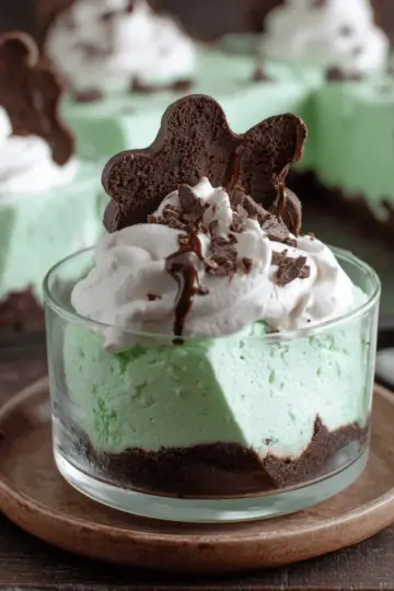No Bake Mint Chocolate Chip Shamrock Cheesecake