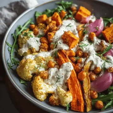 Glow Bowl Recipe: Roasted Veggie, Tahini Yogurt Sauce