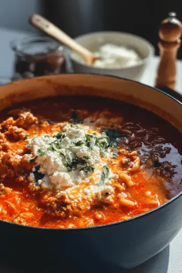 Easy High-Protein One Pot Lasagna Soup