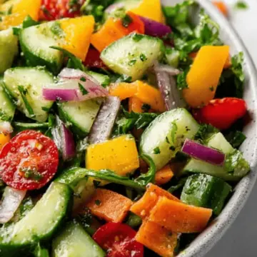 Chopped Vegetable Salad + Garlic Dressing