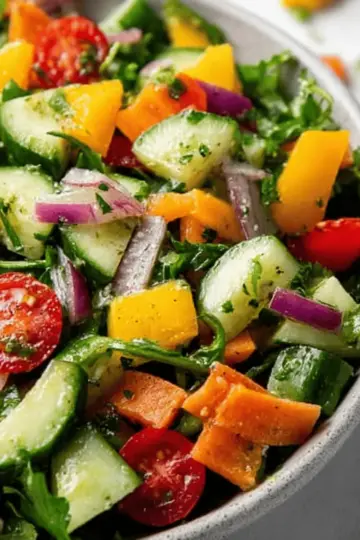 Chopped Vegetable Salad + Garlic Dressing