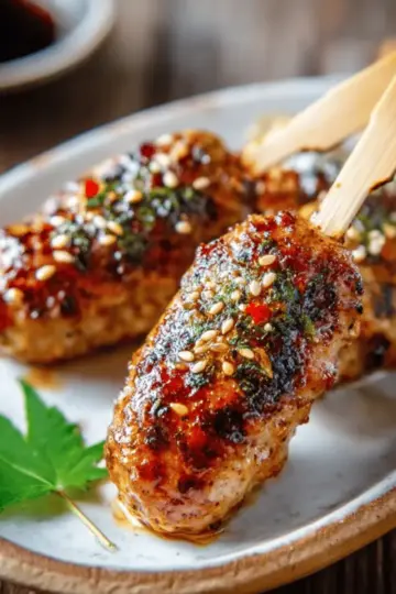 Tsukune (Japanese Chicken Meatball Skewers)
