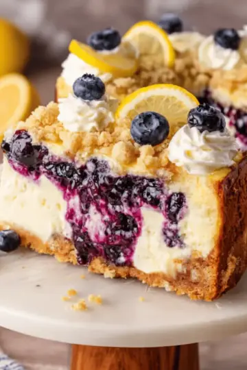 Lemon Blueberry Crumble Cheesecake