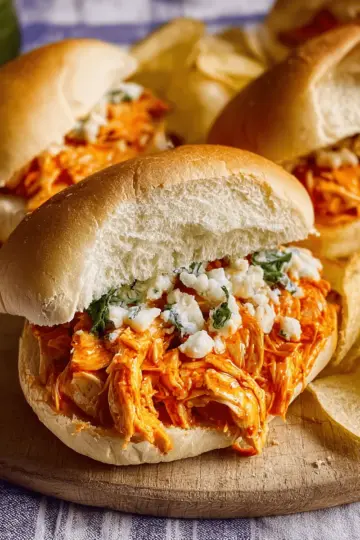 Slow Cooker Buffalo Chicken Sandwiches