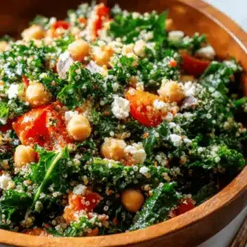 Kale Quinoa and Chickpea Salad with Lemon Vinaigrette