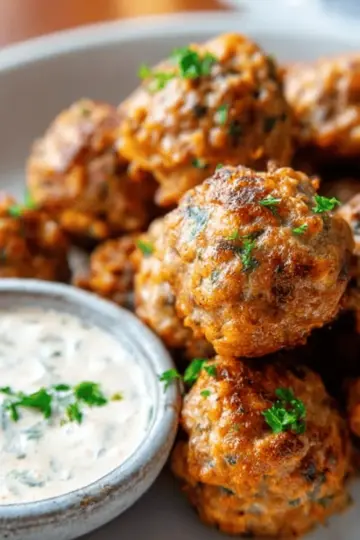 Creole Sausage Balls with Remoulade Dipping Sauce