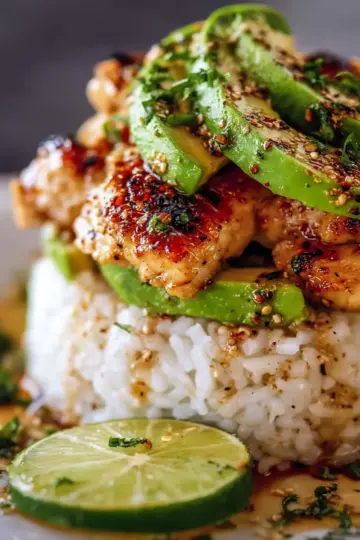 Honey Lime Chicken & Avocado Rice Stack