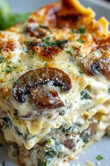 Creamy Spinach and Mushroom Lasagna