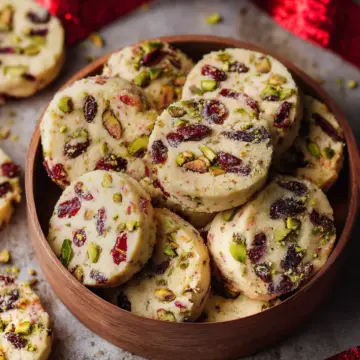 Cranberry Pistachio Shortbread Cookies