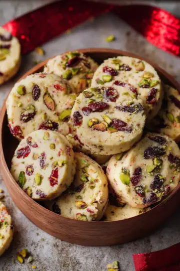 Cranberry Pistachio Shortbread Cookies