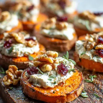 Sweet Potato Rounds with Herbed Ricotta and Walnuts