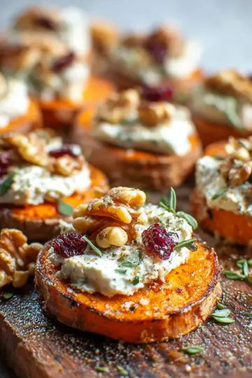 Sweet Potato Rounds with Herbed Ricotta and Walnuts