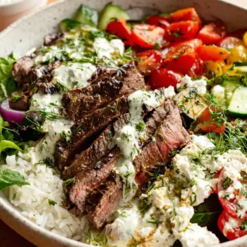 Mediterranean Steak and Rice Bowls
