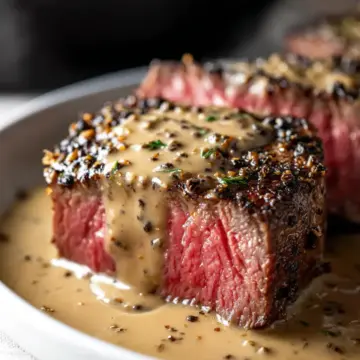 Steak au Poivre Recipe with Cognac Cream Sauce