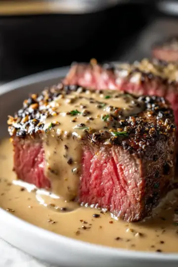 Steak au Poivre Recipe with Cognac Cream Sauce