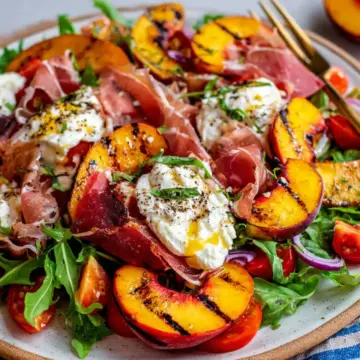 Grilled Nectarine Burrata Prosciutto Salad