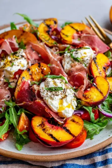 Grilled Nectarine Burrata Prosciutto Salad