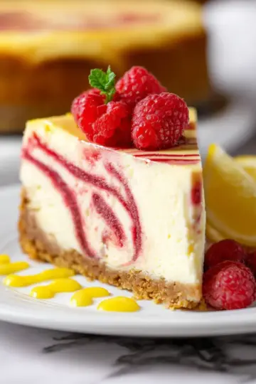 Lemon Raspberry Swirl Cheesecake