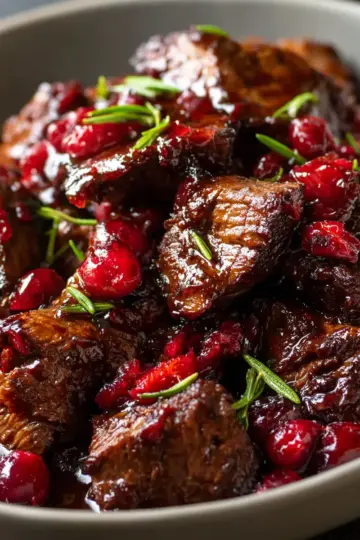 Fall-Apart Balsamic Beef with Cranberry Glaze