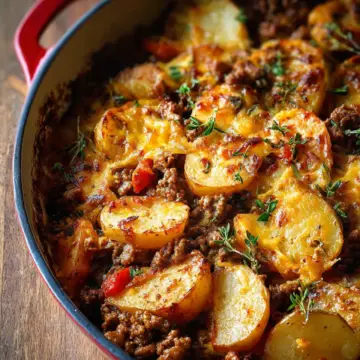 Cheesy One Pot Beef and Potatoes