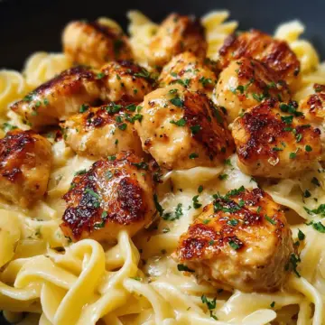 Garlic Butter Chicken Bites with Creamy Parmesan Pasta