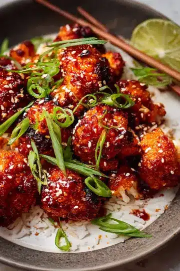 Air-Fried Korean Cauliflower with Sticky Gochujang Sauce
