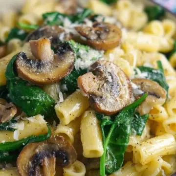 Garlic Parmesan Pasta with Spinach and Mushrooms