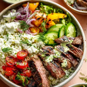 Mediterranean Steak and Rice Bowls