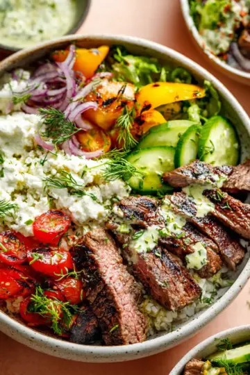 Mediterranean Steak and Rice Bowls