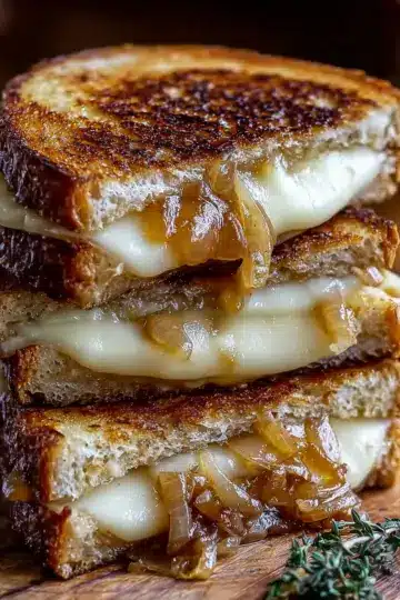 Indulgent Pear Apple Grilled Cheese With Caramelized Onions