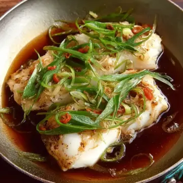 Steamed Cod with Ginger and Scallions