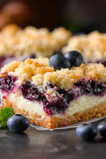 Blueberry Cream Cheese Crumb Bars