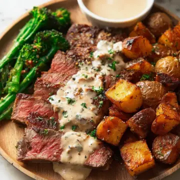 Steak and Potatoes (with Creamy Garlic Sauce!)