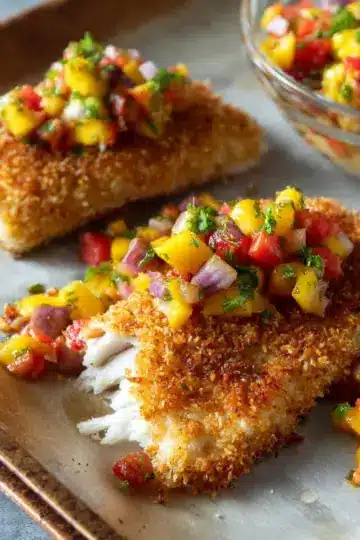 Coconut Crusted Fish with Mango Salsa