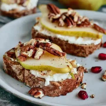 Ricotta Toast Topped with Pears, Honey and Pecans