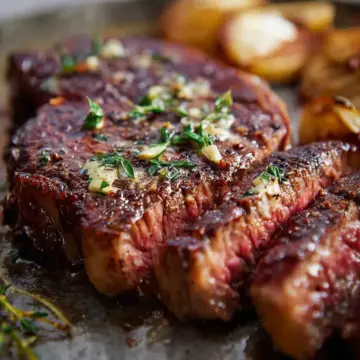 Pan Seared Buttery Garlic Ribeye Steak