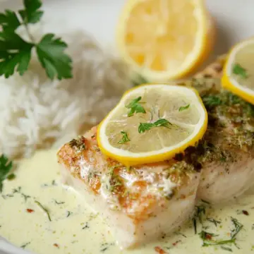 Baked Fish With Lemon Coconut Cream Sauce (Easy Weeknight Dinner)