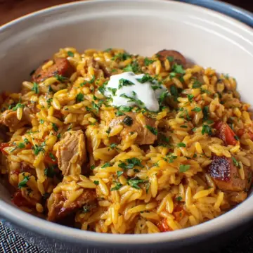 One-Pot Chicken and Sausage Orzo