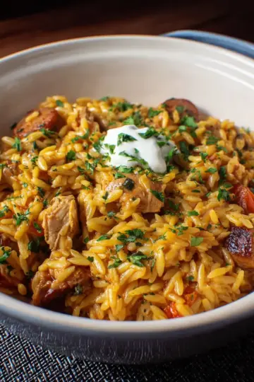 One-Pot Chicken and Sausage Orzo