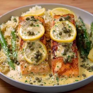 Easy One Pan Creamy Lemon Caper Butter Salmon