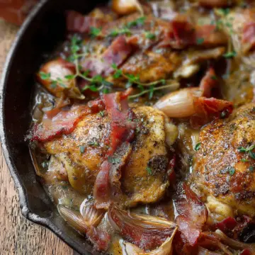 Chicken Fricassée with Shallots and Bacon