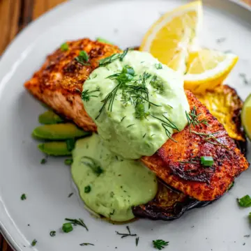 Salmon with Creamy Avocado Sauce
