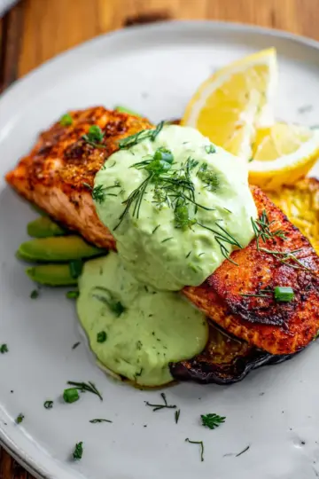 Salmon with Creamy Avocado Sauce