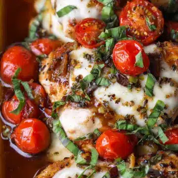Easy Balsamic Baked Chicken With Mozzarella Cheese