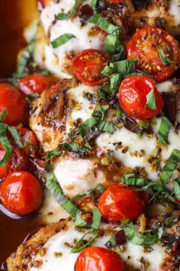 Easy Balsamic Baked Chicken With Mozzarella Cheese
