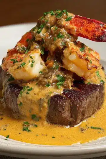 Steak with Shrimp and Lobster Sauce